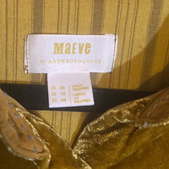 Anthropologie Maeve Golden Velvet Shirt - Picture 3 of 3